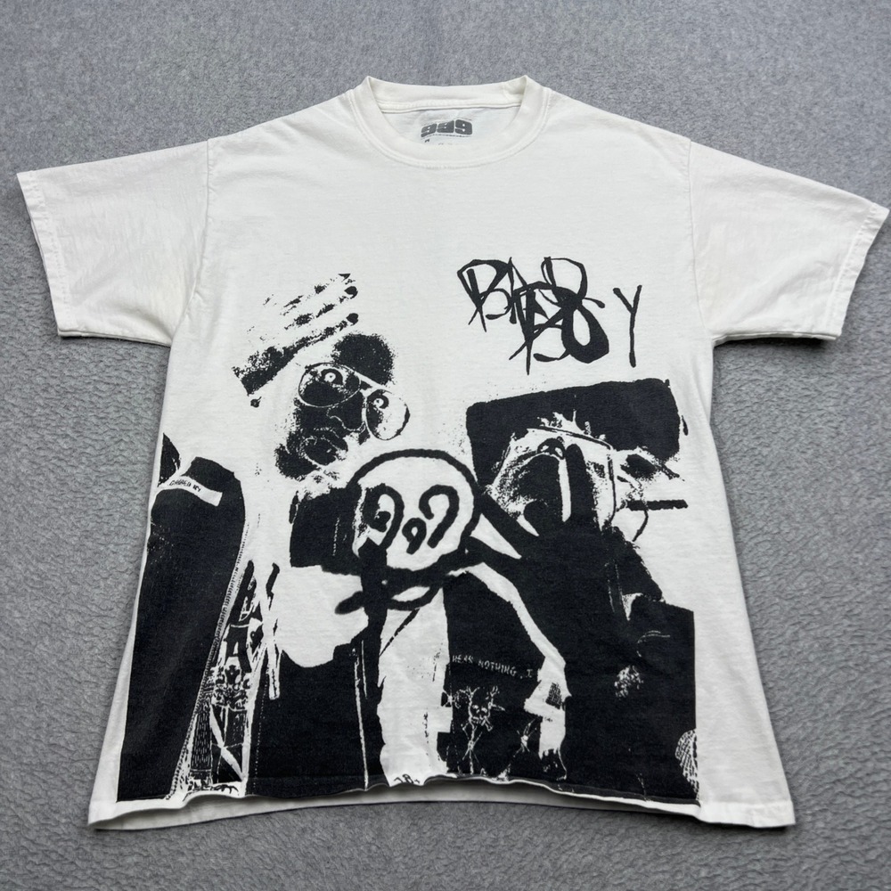 999 Club Juice WRLD Young Thug Bad Boy T-Shirt Mens Medium White Graphic Tee